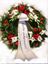 Picture of Funeral Wreath with three decorations including white gladiolus, red roses and greenery-3 sizes.