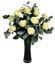 Picture of White-cream coloured long stemmed roses with eucalyptus and greenery.