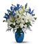 Picture of Sophisticated Blue and White flower mixed bouquet with white lilies, roses...