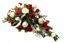 Picture of An elegant casket spray with red and white roses, silver leaves and more.