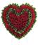 Mynd Fullskreytt útfararhjarta lokað form með rauðum íslenskum rósum og grænu - 2 stærðir.