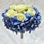 Picture of Wedding  Bridal Bouquet with Blue Hydrangea and cream or white roses.