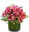 Picture of Beautiful flower arrangement with pink-red  cymbidium orchid and more  in a vase (included).