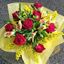 Picture of Vibrant and happy roses, solidago, alstroemeria mixed bouquet.