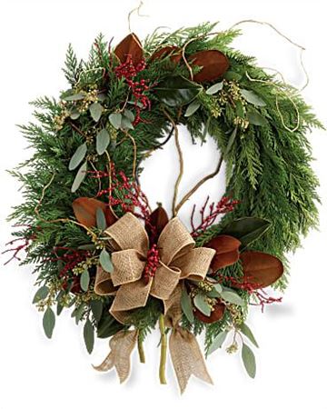 Picture for category Front door and indoors Christmas wreaths with live fresh or artificial greenery.