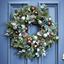 Picture of Christmas holiday wreath with norman, thuja, eucalypthus and ornaments for the door or wall -2 colors available.