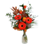 Picture of Luxury elegant  mixed bouquet with orange gerbera, big roses and lots of greenery.