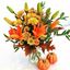 Picture of Sunrise colored bouquet with icelandic orange lilies, roses, chrysanthemum and more